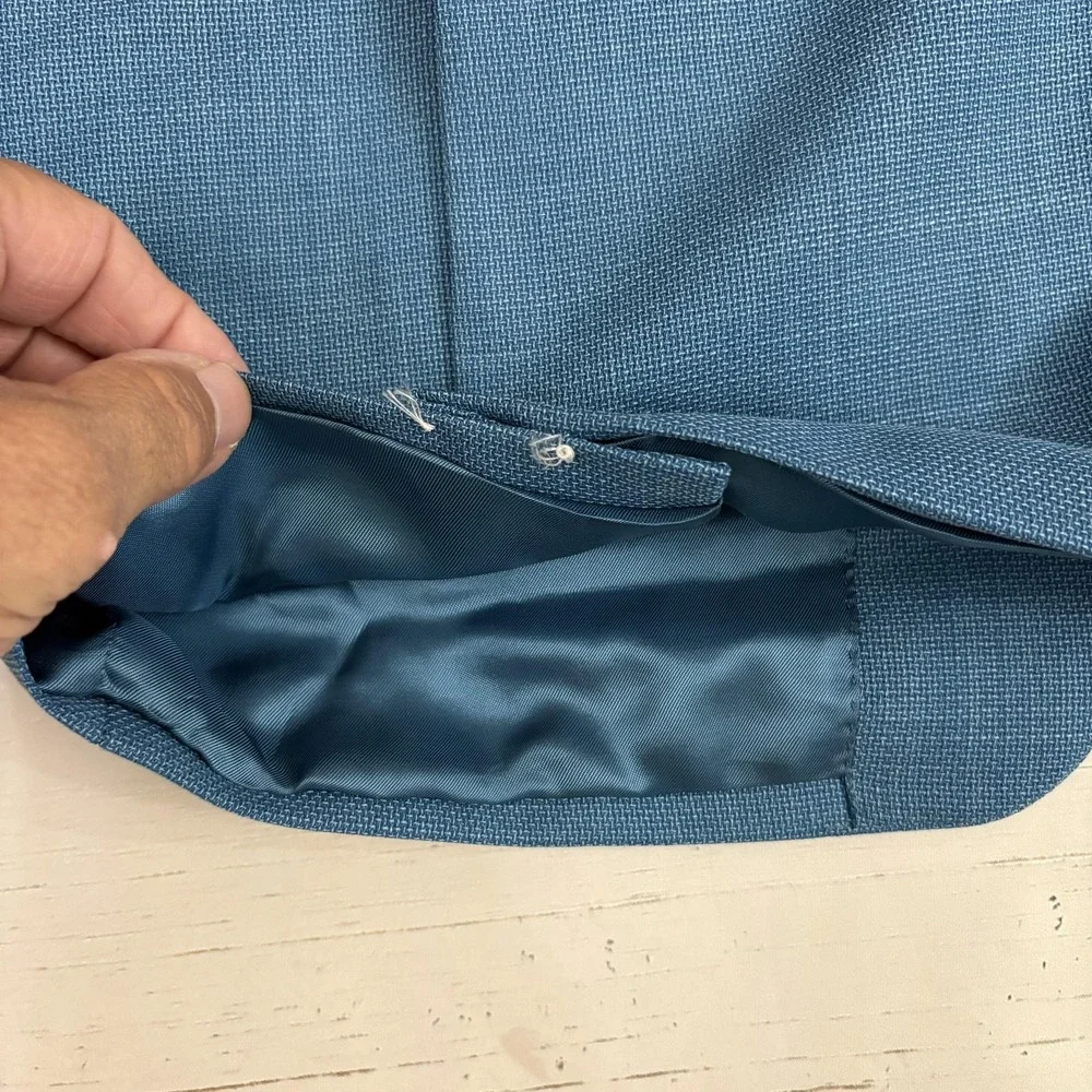 Atelier Munro Blazer Sport Coat Mens L Blue Wool Drapers Fabric Italy Two Button